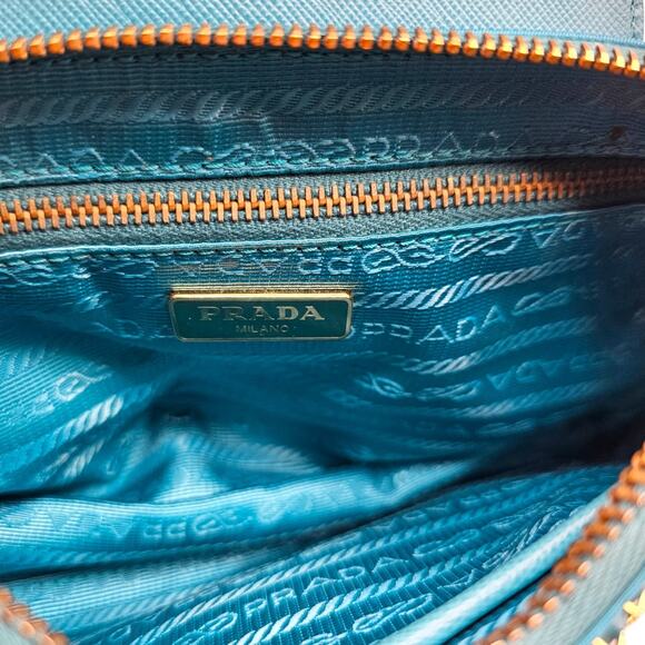 Prada Nylon and Leather Chain Shoulder Bag in Turquoise Blue - New $2250 - Picture 8 of 9